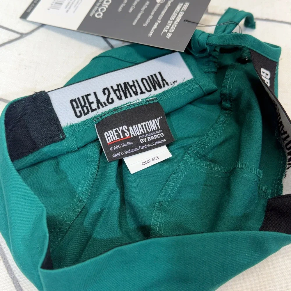 Grey's Anatomy Scrub Cap One Size Hunter Green Fitted Elastic Side GRA831 NWT